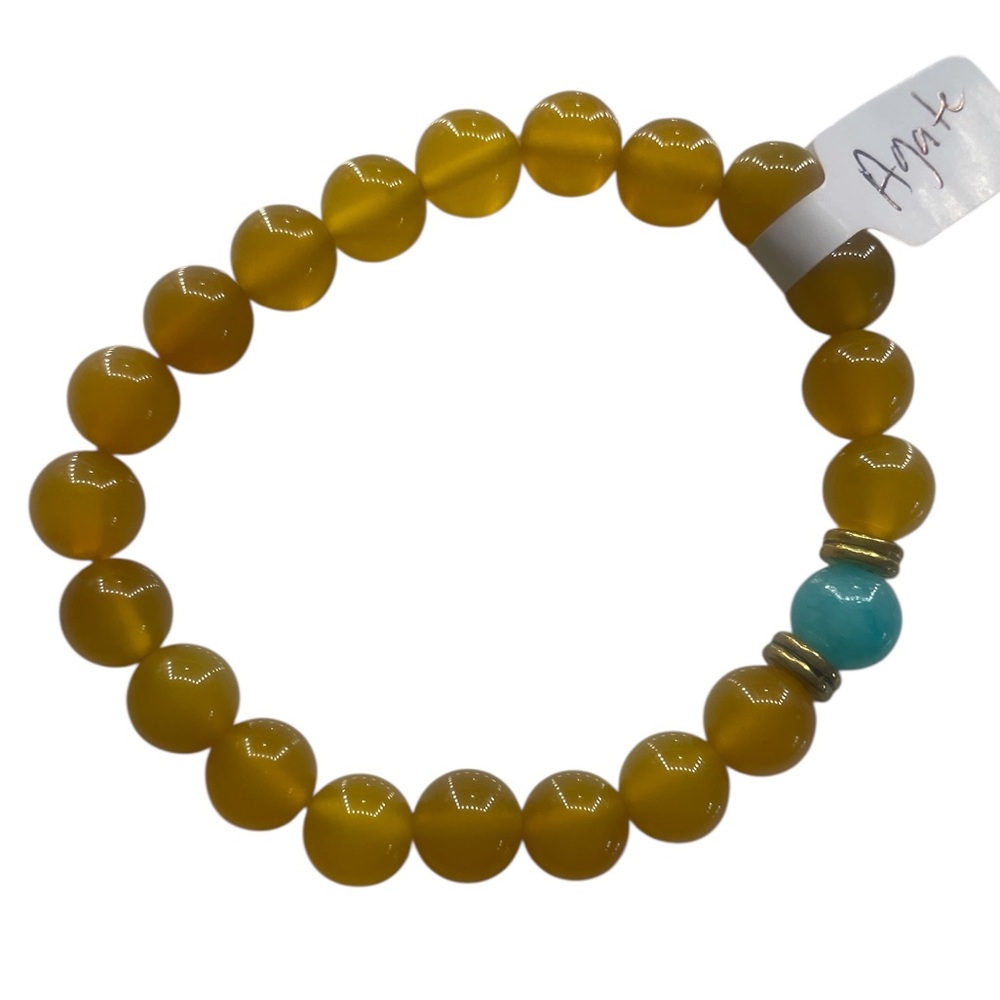 Golden Yellow agate gemstone bracelet - Picture 1 of 5